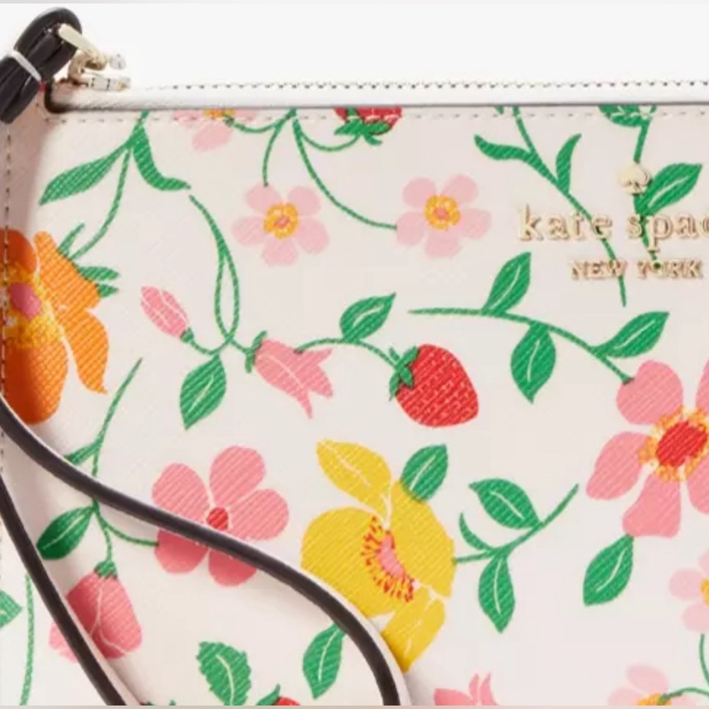 NWT: Kate Spade - Pink, Floral, Lucy Garden Medium L-zip Wristlet - Picture 3 of 6